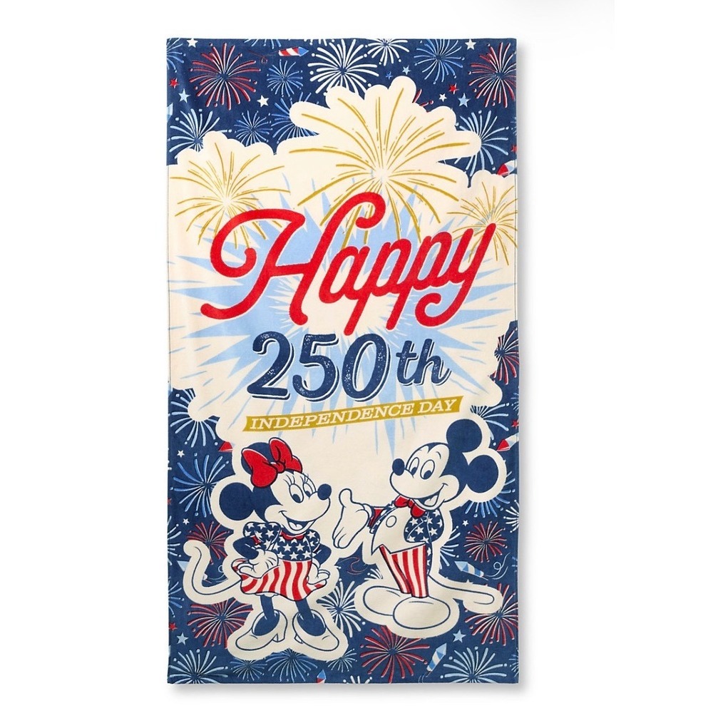 Disney 2026 Mickey and Minnie Americana Beach Towel 250th Independence Day